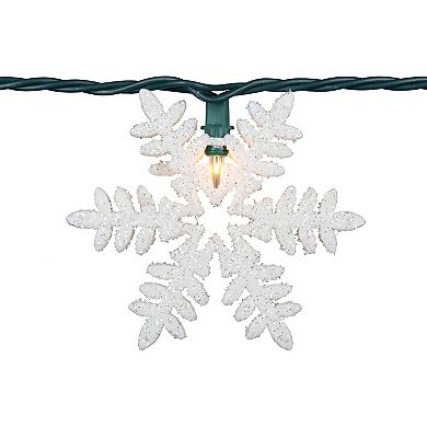 Northlight 10-Count White Glittered Snowflake Christmas Light Set