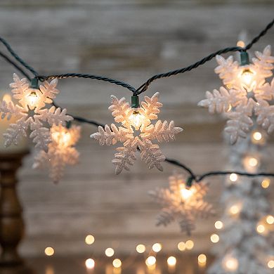 Northlight 10-Count White Glittered Snowflake Christmas Light Set