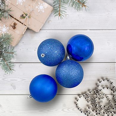 Northlight Lavish Blue Shatterproof 4-Finish Christmas Ball Ornaments 32 pc Set