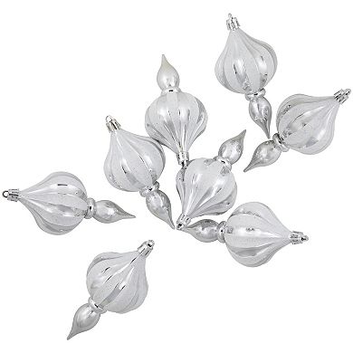Northlight 8-Pack Silver Shatterproof Finial Christmas Ornaments
