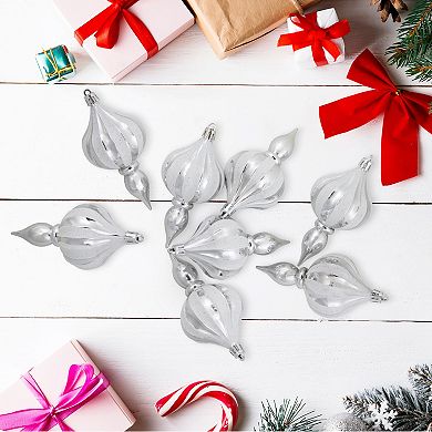 Northlight 8-Pack Silver Shatterproof Finial Christmas Ornaments