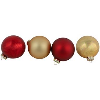 Northlight 96-Pack Red & Gold 2-Finish Glass Ball Christmas Ornaments