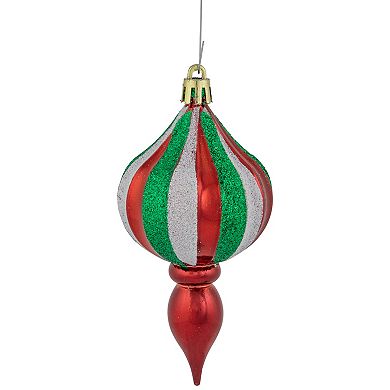 Northlight 8-Pack Traditional Colors Shatterproof Finial Christmas Ornaments