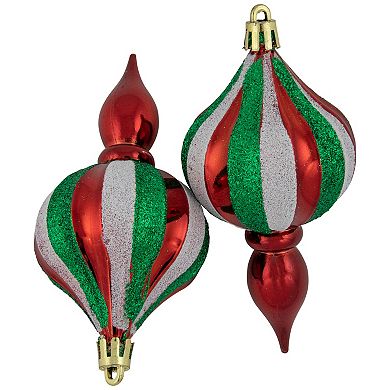 Northlight 8-Pack Traditional Colors Shatterproof Finial Christmas Ornaments