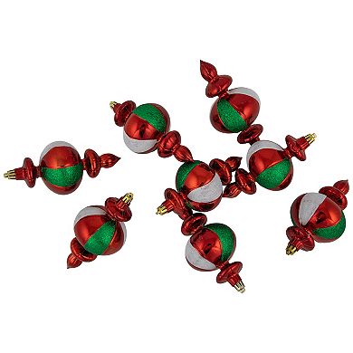 Northlight 8-Pack Traditional Colors Shatterproof Finial Christmas Ornaments