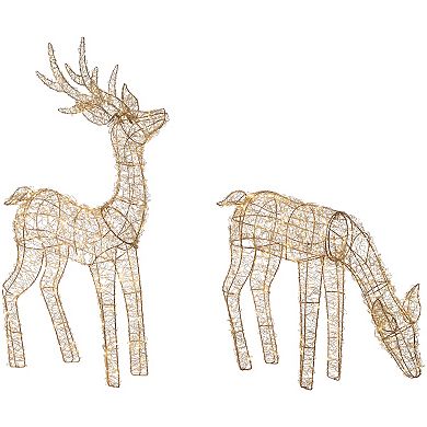 Northlight LED Twinkle Lighted Gold Mesh Reindeer Outdoor Christmas Decoration 2-piece Set