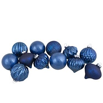 Northlight 12-Pack Blue Finial & Glass Ball Christmas Ornaments