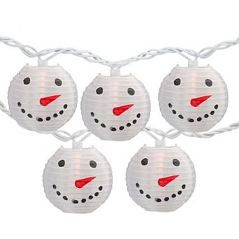 Northlight 10-Count White Snowman Paper Lantern Christmas Lights