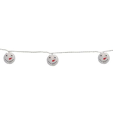 Northlight 10-Count White Snowman Paper Lantern Christmas Lights