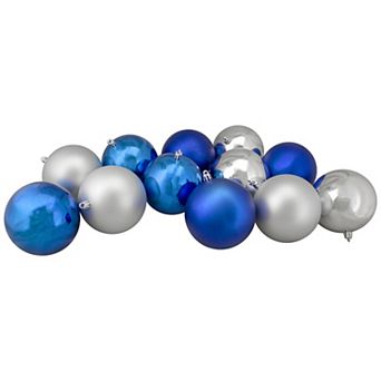 Northlight 12-Pack Silver & Blue 2-Finish Shatterproof Ball Christmas Ornaments