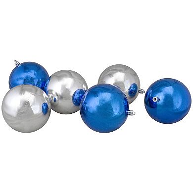 Northlight 12-Pack Silver & Blue 2-Finish Shatterproof Ball Christmas Ornaments