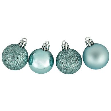 Northlight Mermaid Blue Shatterproof 4-Finish Christmas Ball Ornaments 96 pc Set