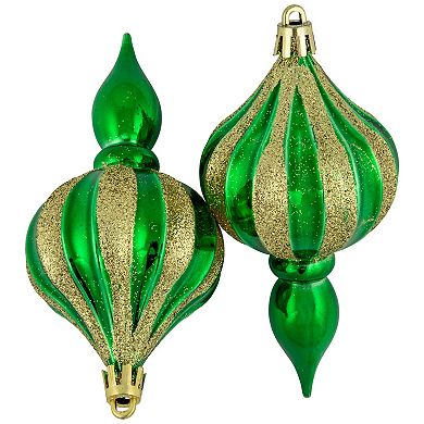 Northlight 8-Pack Green Shatterproof Finial Christmas Ornaments