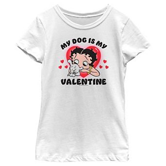 Girls Betty Boop My Dog Is My Valentine Graphic Tee