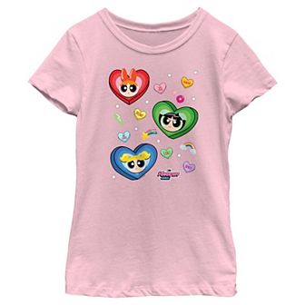 Girls The Powerpuff Girls Candy Hearts Graphic Tee