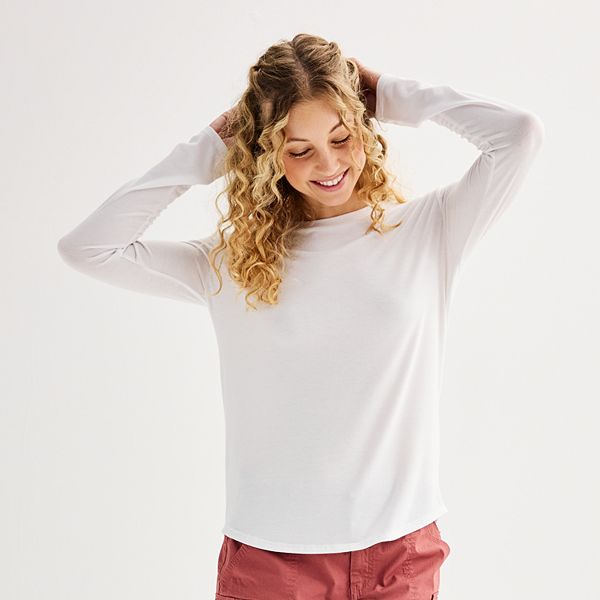Juniors white long sleeve shirt online