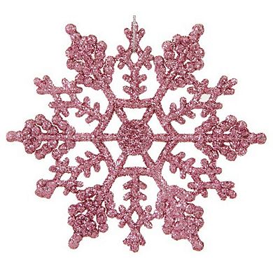 Northlight Pink Glitter Snowflake Christmas Ornaments 24 pc Set