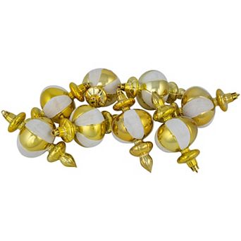 Northlight 8-Pack Gold Shiny Finish Shatterproof Finial Christmas Ornaments