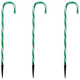 Northlight Green & White Twinkle Candy Cane Pathway Markers 3 pc Set