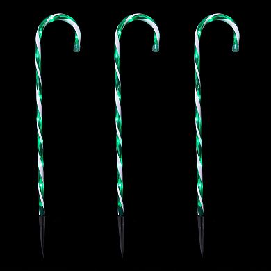 Northlight Green & White Twinkle Candy Cane Pathway Markers 3-piece Set