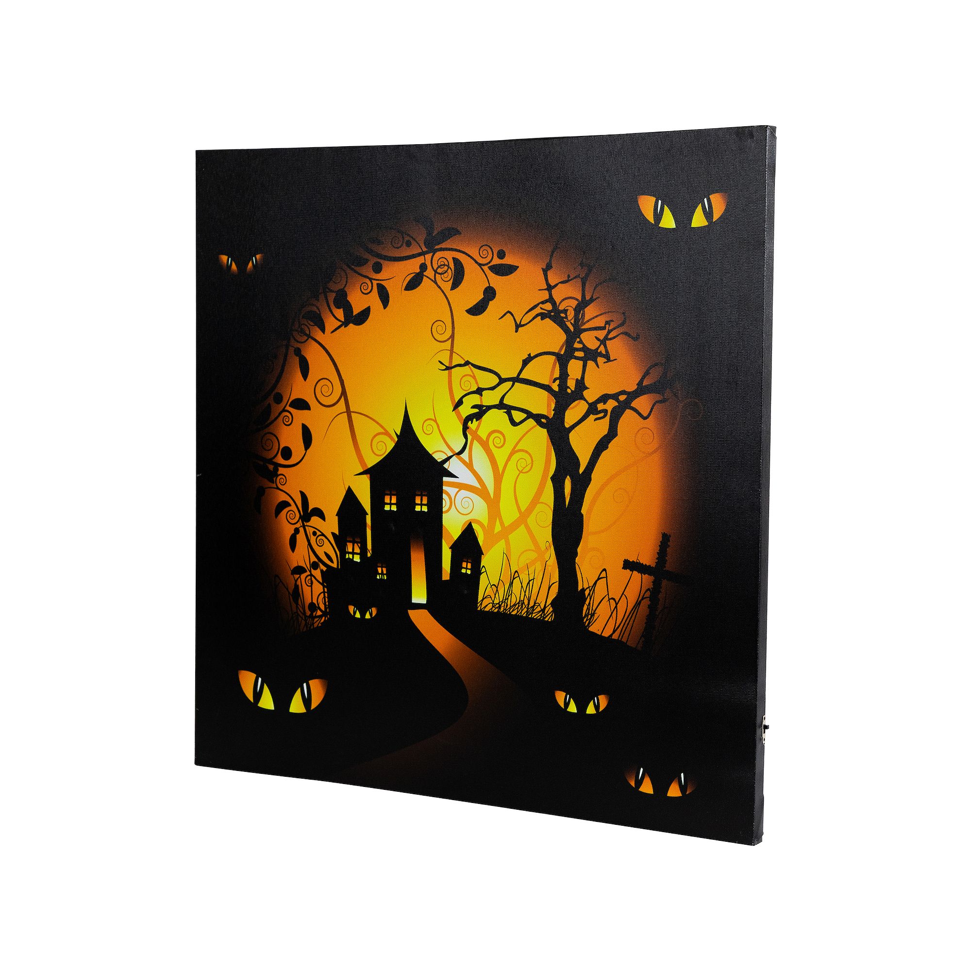 Northlight LED Lighted Spooky House Halloween Canvas Wall Art, Black