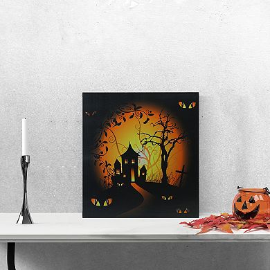 Northlight LED Lighted Spooky House Halloween Canvas Wall Art