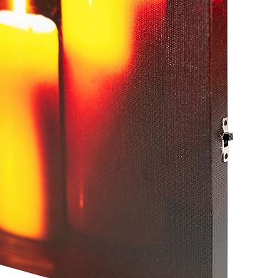 Northlight LED Lit Jack-O-Lanterns and Leaves Halloween Canvas Wall Art