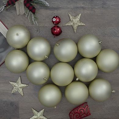 Northlight Champagne Gold Shatterproof Matte Christmas Ball Ornaments 12 pc Set