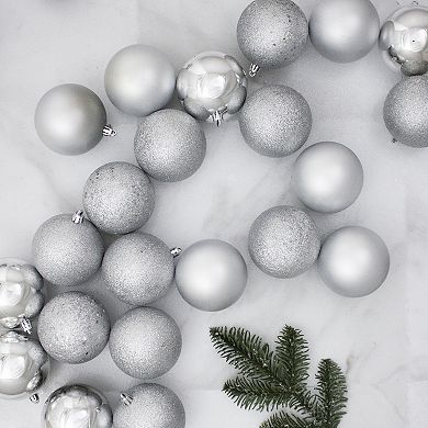 Northlight Silver 4-Finish Shatterproof Christmas Ball Ornaments 24 pc Set