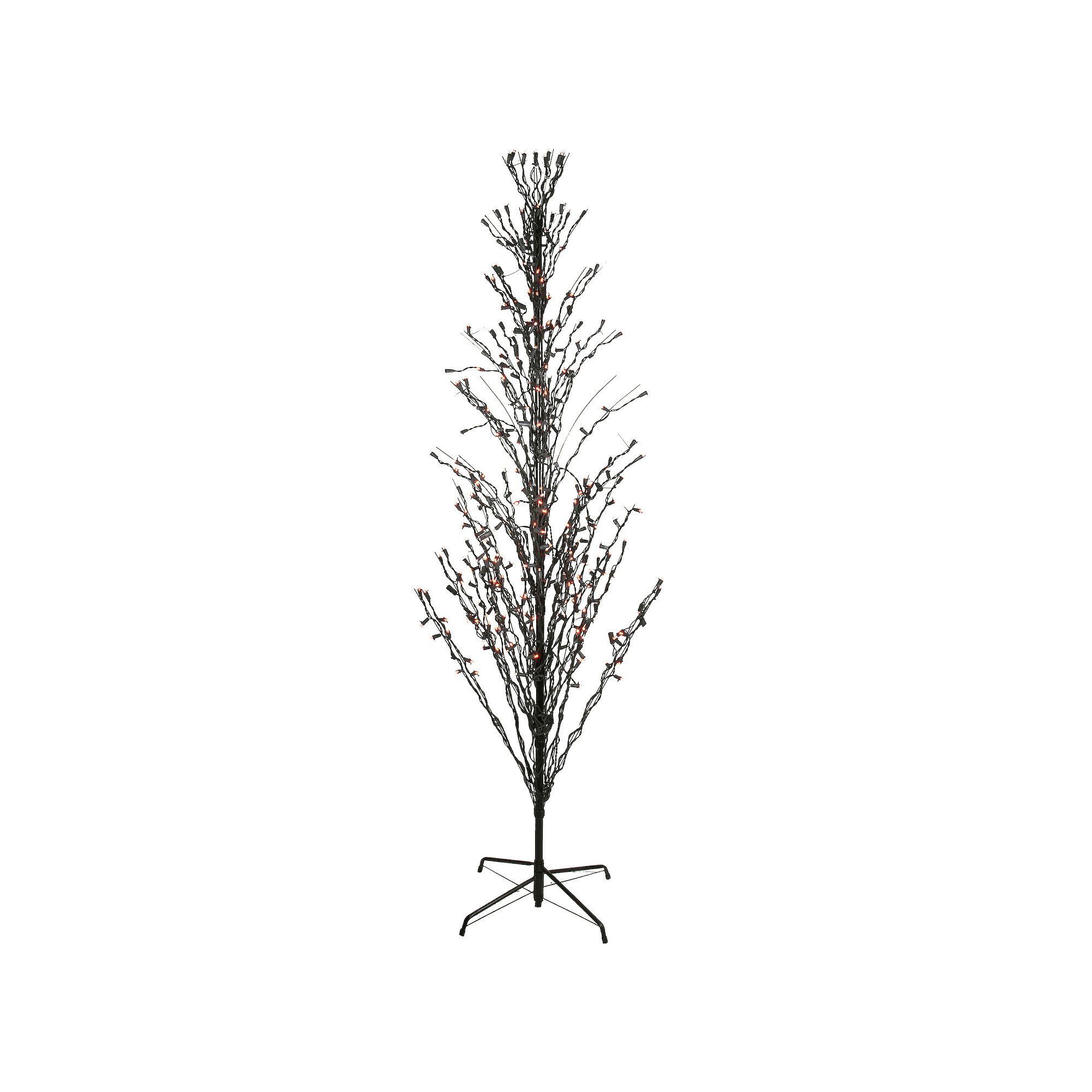 Northlight 4-ft. Pre-Lit Black & Orange 150-Light Cascade Twig Halloween Tr