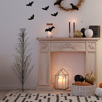 Northlight 4-ft. Pre-Lit Black & Orange 150-Light Cascade Twig Halloween Tree