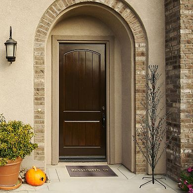 Northlight 4-ft. Pre-Lit Black & Orange 150-Light Cascade Twig Halloween Tree