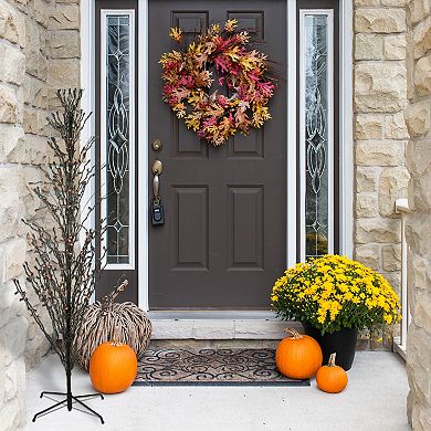 Northlight 4-ft. Pre-Lit Black & Orange 150-Light Cascade Twig Halloween Tree