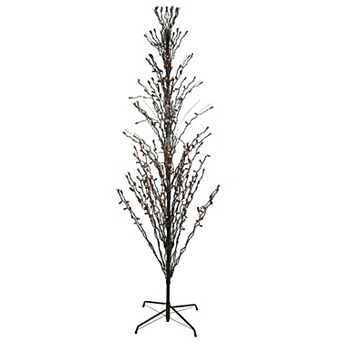 Northlight 6-ft. Pre-Lit Black & Orange 400-Light Cascade Twig Halloween Tree