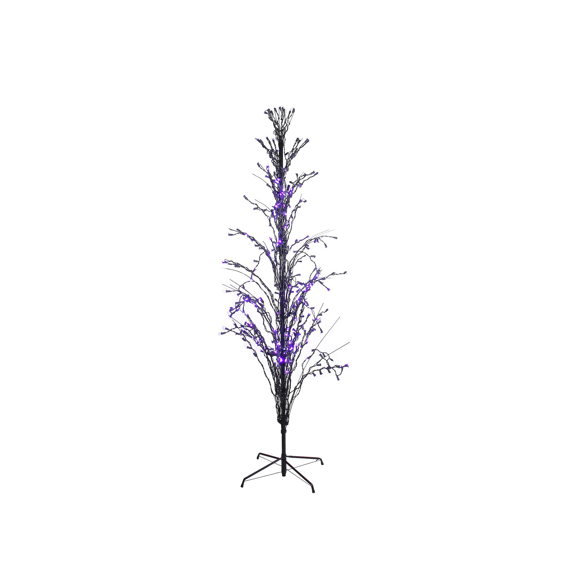 Northlight 4-ft. Pre-Lit Black & Purple 150-Light Cascade Twig Halloween Tr