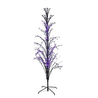 Northlight 6-ft. Pre-Lit Black & Purple 400-Light Cascade Twig Halloween Tree