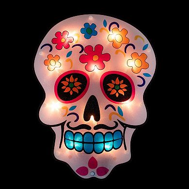 Northlight Day of the Dead Sugar Skull Light-Up Window Silhouette Halloween Decoration