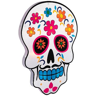 Northlight Day of the Dead Sugar Skull Light-Up Window Silhouette Halloween Decoration