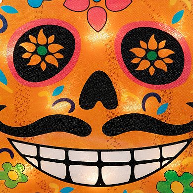 Northlight Sugar Skull Pumpkin Light-Up Window Silhouette Halloween Decoration