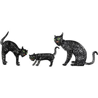 Northlight LED Lighted Black Cat Family Outdoor Halloween Decorations 3 pc Set