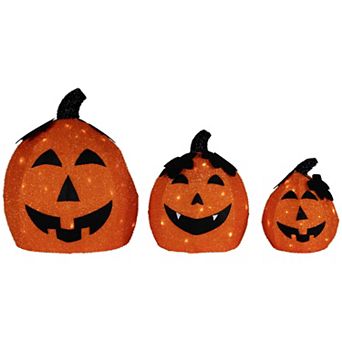 Northlight 3 pc Spooky Town LED Light-Up Jack-O-Lantern Halloween Decorations Set