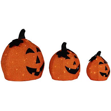 Northlight 3-Piece Spooky Town LED Light-Up Jack-O-Lantern Halloween Decorations Set
