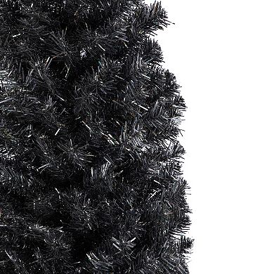 Northlight Charcoal Brown Iridescent Slim Artificial Tinsel Halloween Tree