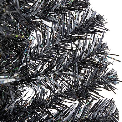 Northlight Charcoal Brown Iridescent Slim Artificial Tinsel Halloween Tree