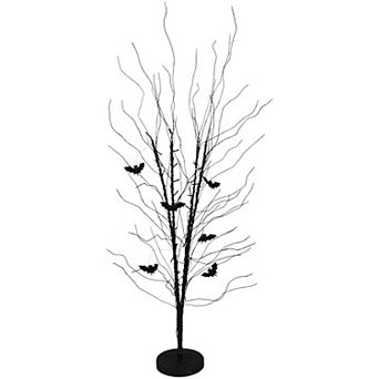 Northlight LED Lighted Black Halloween Branch Artificial Tree & Bats Decoration