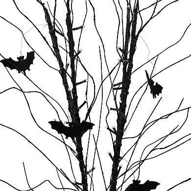Northlight LED Lighted Black Halloween Branch Artificial Tree & Bats Decoration