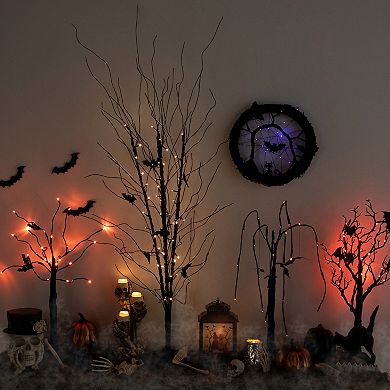 Northlight LED Lighted Black Halloween Branch Artificial Tree & Bats Decoration