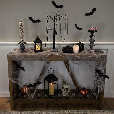 Northlight LED Lighted Black Glittered Halloween Artificial Willow Tree & Bats Decoration