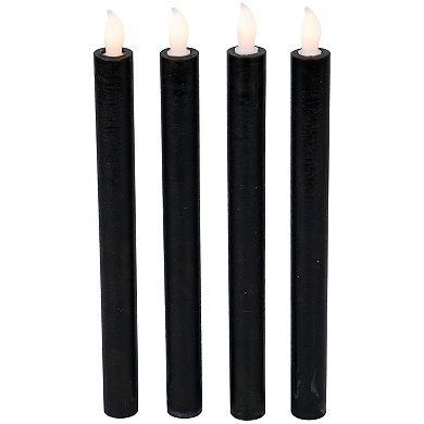 Northlight 4-Piece Solid Black Flickering Flameless LED Taper Candles Halloween Decoration Set