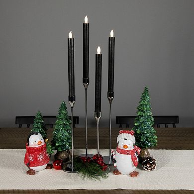 Northlight 4-Piece Solid Black Flickering Flameless LED Taper Candles Halloween Decoration Set